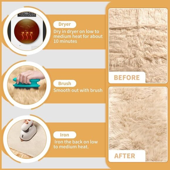 Ultra Soft Fluffy/Fuzzy Shaggy Area Rug Faux Fur Chair Cover SeatPad for Bedroom - Picture 3 of 6